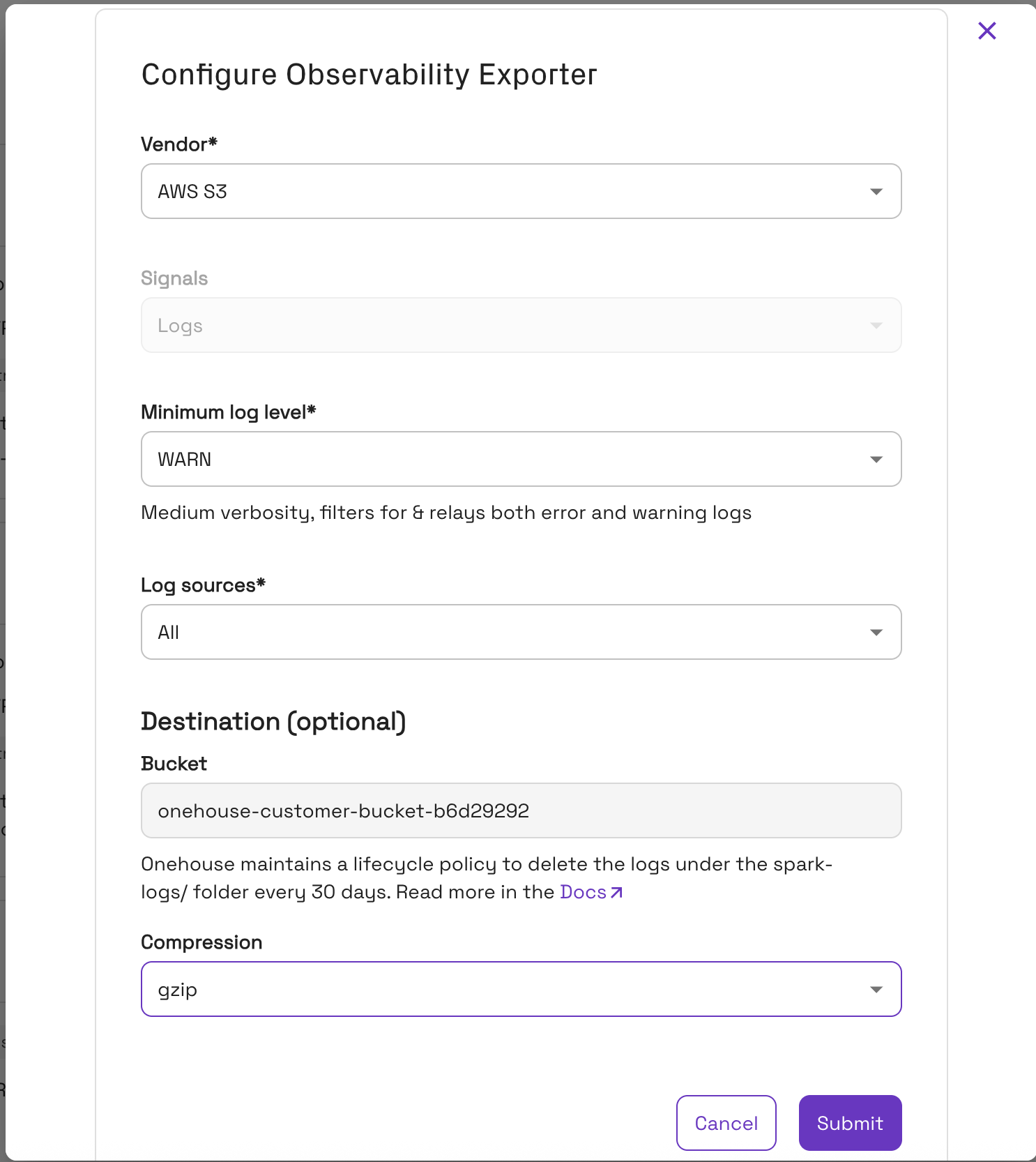 Configuring an AWS S3 exporter